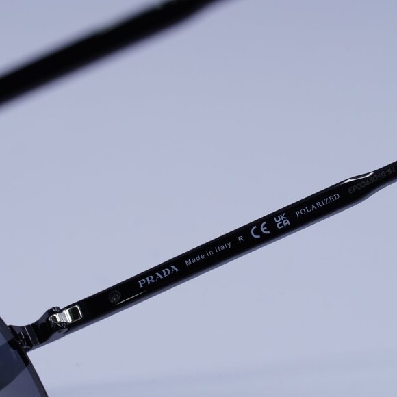 Prada PRB51S 1AB5Z1 Sunglasses Black Round Frame, Black Polarized Lenses - Picture 7 of 10